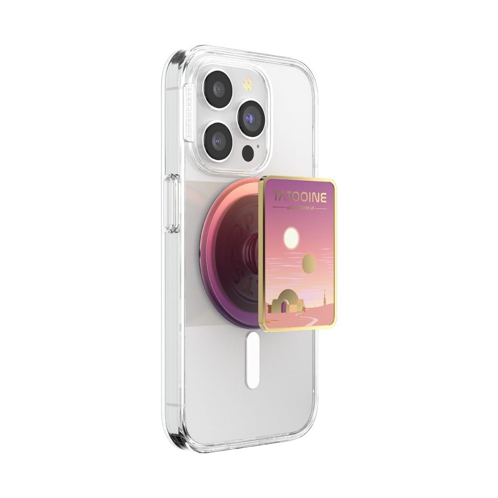 PopSockets Phone Grip for MagSafe with Kickstand, Magnetic Stand, Swappable Top, Secure Hold for iPhone MagSafe Cases, Phone & Tablet Grip, Starwars - Enamel Welcome to Tatooine