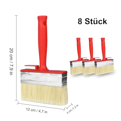 3 Stück Flächenstreicher, 120mmx30mm Lasurpinsel, Wandpinsel, für LöSemittelhaltige Lacke, Lasuren, Holzöl Rot