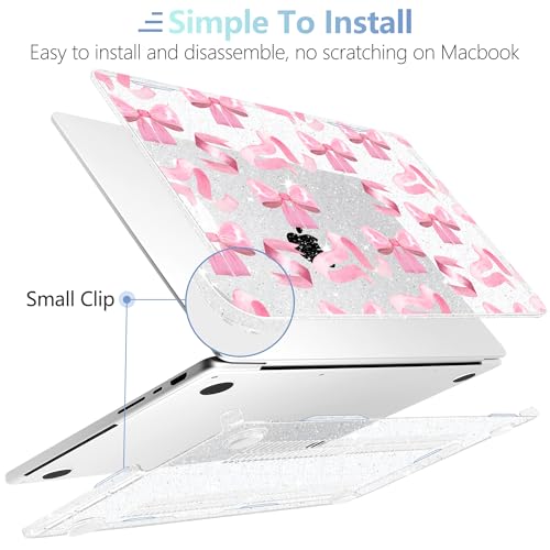 Image of MEEgoodo Case for M5 MacBook Pro 16 inch Case 2026 2024 2023 2021 with M5 M4 M3 M2 M1 Pro /Max Chip, Fit Model A3429 /A3428 /A3403 /A3186 /A2991 /A2780 /A2485, Pink Satin Bow