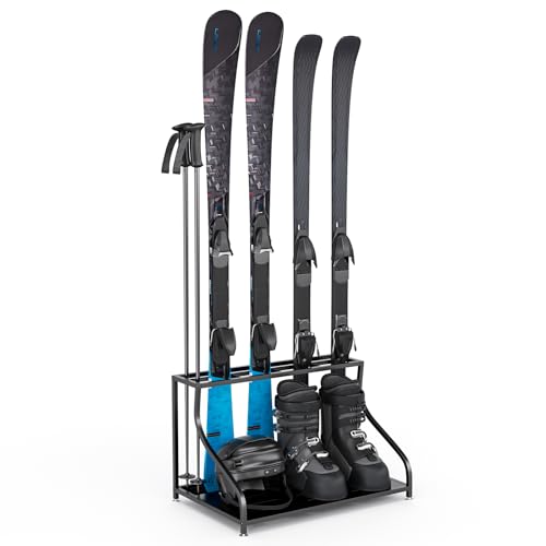 YSJWAER Ski Storage Rack-Holder Garage - Freestanding Ski Equipment Organizer Ski Boot Snowboard...