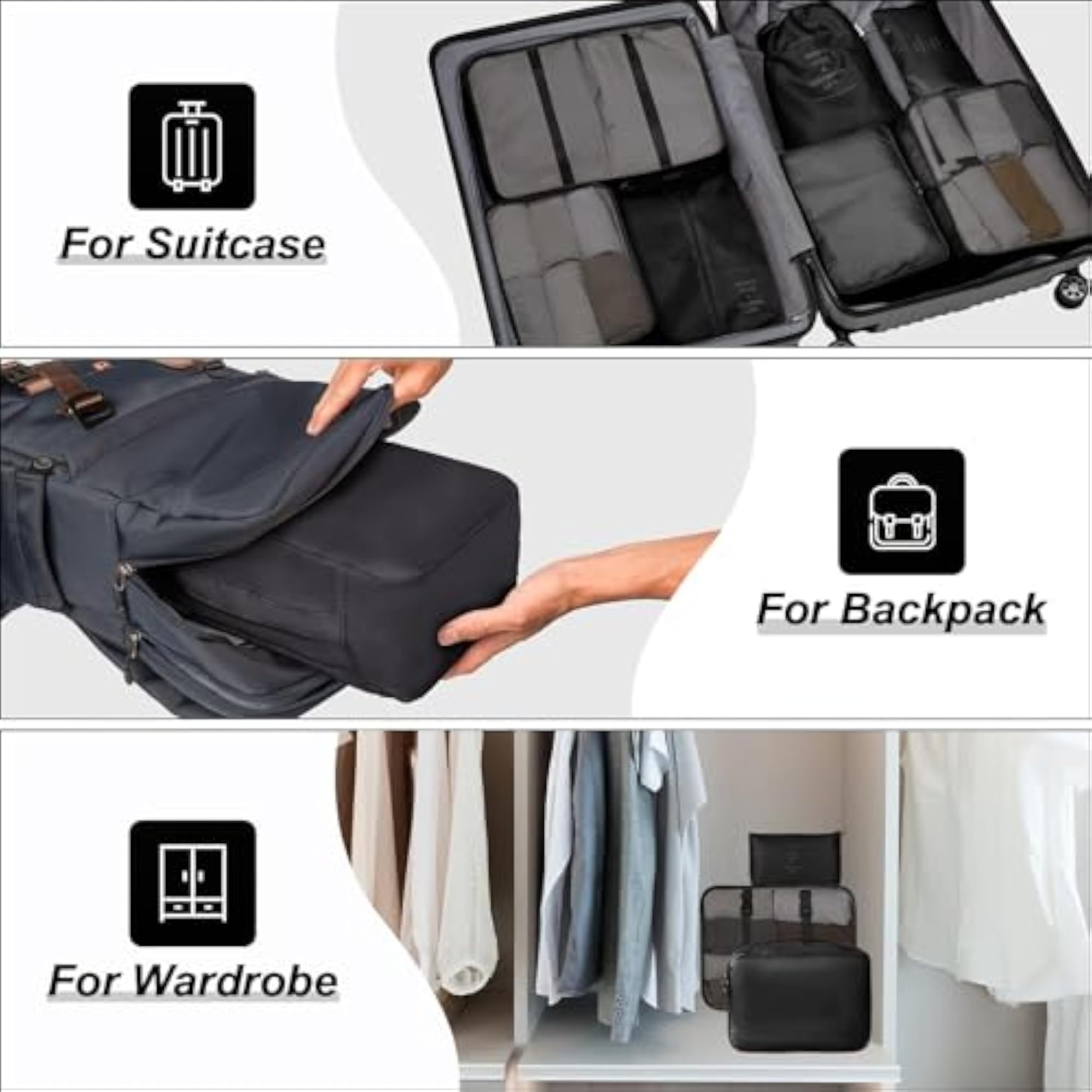 7pcs Set Travel Organizer Packing Cubes with Laundry Bag