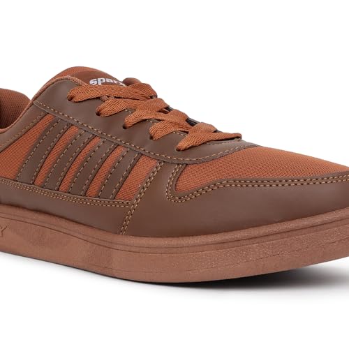 Image of SPARX Sneakers for Men SM-439 Lace-Up Casual Shoes with Lightweight Design, Cushioned Comfort & Durable Sole Tan
