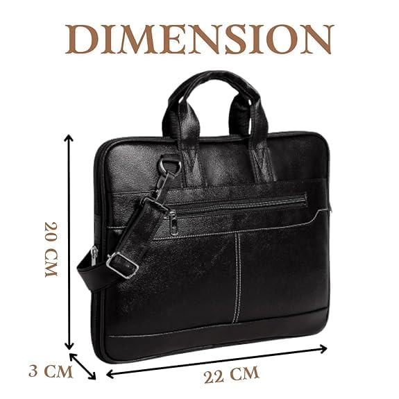 Image of Messenger Bag Laptop Bag for Men, PU Leather Expandable Office Bag for Men | Supports Laptop Upto 15.6 inches (Black)