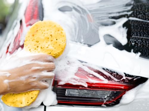 Image of CAR SAAZ Car and Bike Washing Sponge, Super Absorbent Multipurpose Yellow Sponge (Pack of 4)