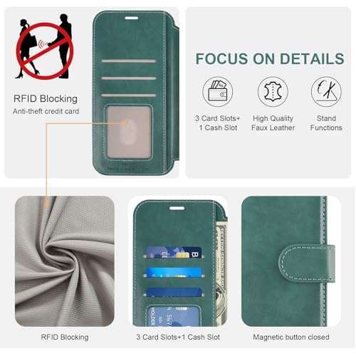VANAVAGY Flip Wallet Case for iPhone 17 Pro 6.3 inch, Forest Green by VANAVAGY - Used condition - Image 3