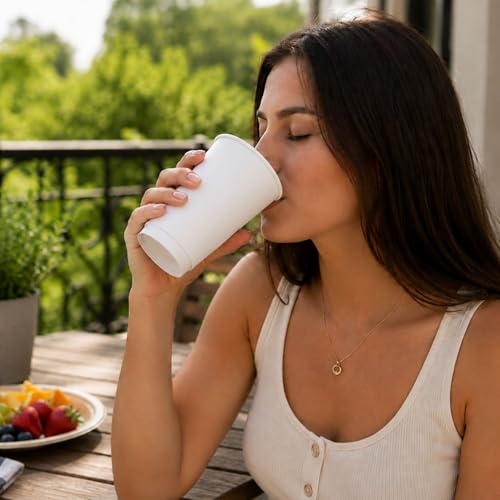 Image of Restaurantware 16 Ounce Disposable Cups, Pack of 25 Double Wall Hot Holders - Lids Sold Separately, Rippled Wall and White Paper Insulation, Ideal for Coffee, Hot Chocolate, Tea, and More