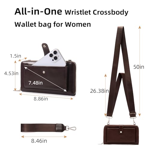UEIRY RFID Crossbody Wallet Wristlet Purse for Women,Vegan Leather Small Clutch with Phone Pocket Multiple Credit Card Slots by UEIRY - Image 5