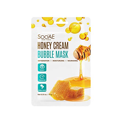 SOOAE New York.Honey Cream Bubble Face Sheet Mask. Antioxidant Rich Face Sheet Mask. Made In Korea.