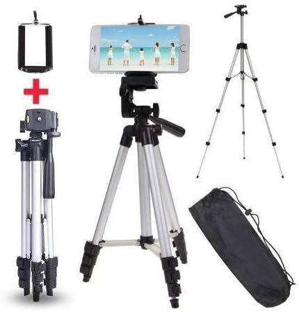 Celrax 3110 Foldable Camera Tripod with Mobile Clip Holder Bracket, Fully Flexible Mount Cum Tripod, Standwith 3D Head & Quick Release Plate (Black)