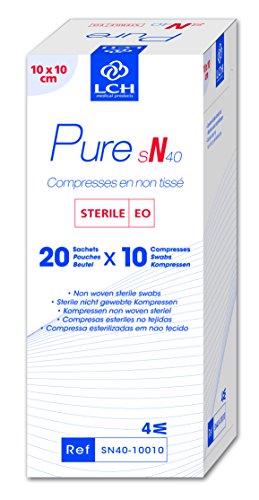 LCH  SN40-10010  Compresses Pure SN Non Tissé Stériles  Douces au Toucher  Ne se Déforment Pas  Nadhérent pas à la Peau  Compatible avec toutes les Solutions Antiseptiques