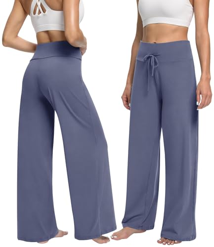 Image of ZOOSIXX Soft Black Pajama Pants for Women, Wide Leg Pants Woman Flowy Comfy Casual Lounge Yoga Capri Pants 22 inch / 30 inch