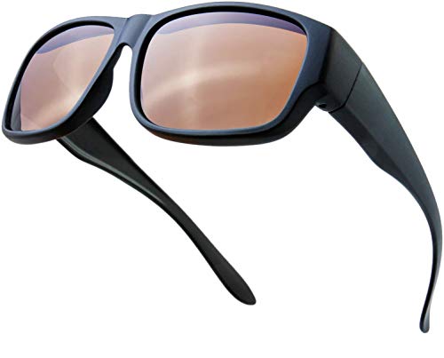 Image of The Fresh High Definition Polarized Wrap Around Shield Sunglasses for Glasses - Leather Eyeglasses Case