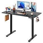 DEVAISE Electric Standing Desk Height Adjustable 120×60 cm, Sit Stand Desk with Memory Smart Pannel, Splice Board, Quiet Operation, Sturdy Metal Frame for Home Office, Black