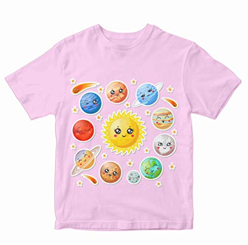 Image of Boys' Regular Fit T-Shirt Kawaii Solar System 100% Cotton Boy's Girl's Unisex Fit T-Shirt