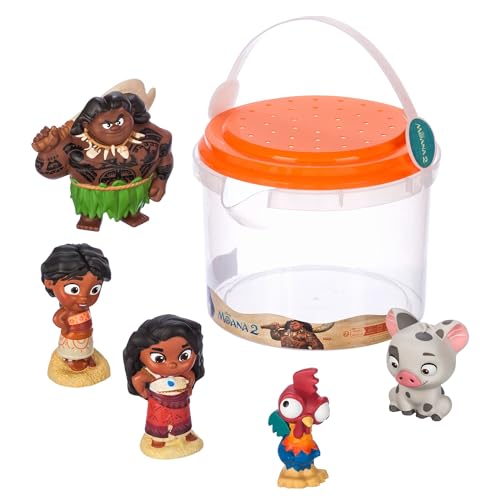 Image of Disney Store Official Moana 2 Bath Toys Set - Includes 5 Detailed Toys with a Straining Storage Bucket - Bath Time Fun & Water Play Set for Kids