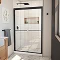 DreamLine Duet Plus 44-48 in. W x 72 in. H Semi-Frameless Bypass Sliding Shower Door in Matte Black