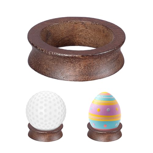 JUXYES Wooden Sphere Holder Display Stand, 6 Pack Small Wood Crystal Ball Stand, Simple Round Display Easel Stands for Decorative Eggs, Crystal Balls, Golf Ball, Stones, Gemstones, Collections, 32mm