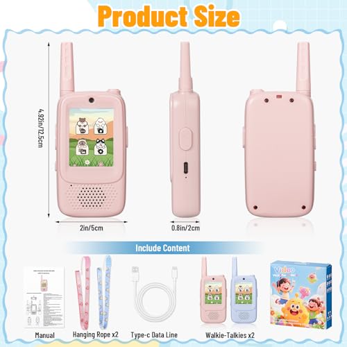 Video Walkie Talkies for Kids, 2 Pack Rechargeable 6-in-1 Video Calling, Long Range, Photo - image 8