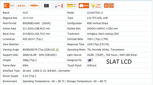 Modulo a 10,4 pollici dell'esposizione di G104STN01.0