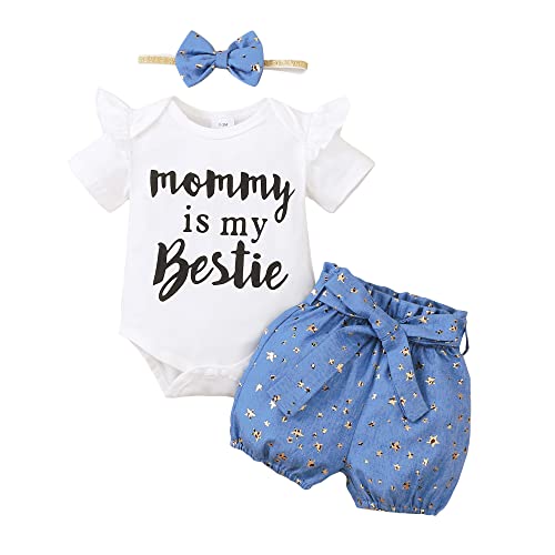 Image of Newborn Baby Girl Clothes Romper Short Sets Floral Summer Outfits Cotton Infant Clothing Premie Girls Baby Clothes 0-3 Months