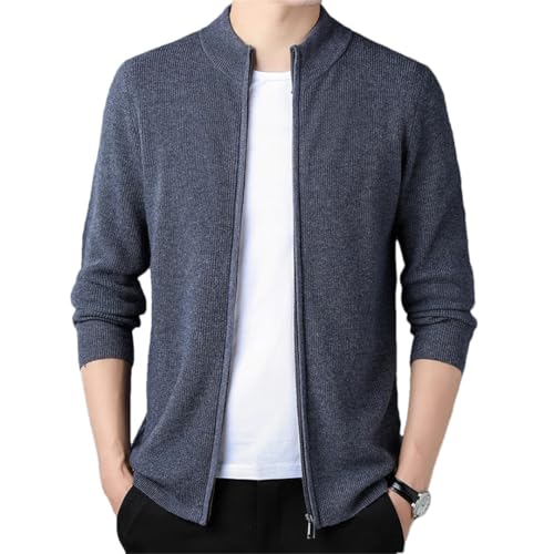 Men Sweater Outwear Zipper Down Knit Sweater Thick for Winter Mock Neck Cardigan