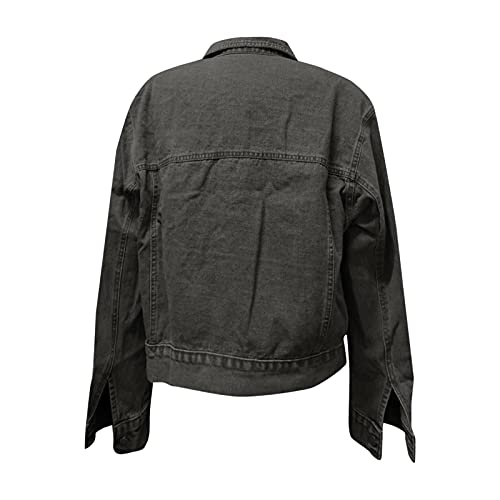 Veste jean orange femme oversize au style vintage et décontracté