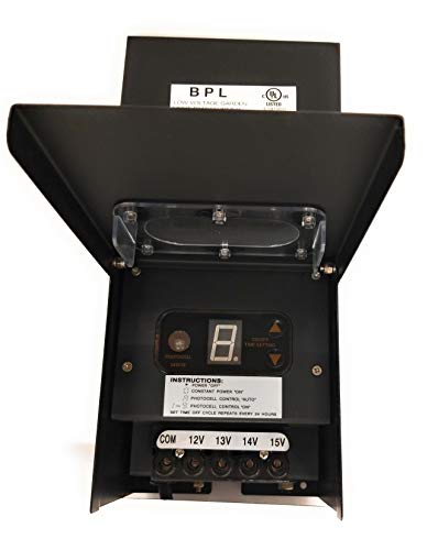 300W Watt Multi Tap 120 Volt Ac To 12-15V Volt Led & Halogen - Low Voltage Landscape Lighting Indoor / Outdoor Weatherproof Transformer Power Pack W Digital Timer, Photocell Sensor - Black Metal Case #TOP1