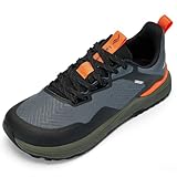 Lamincoa Tênis masculino de corrida de trilha larga para caminhada ao ar livre, Cinza/verde, 13 Wide