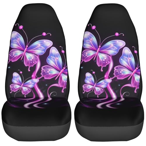 Housses de siège papillon violet 3D : couverture de sièges de voitures lot de 2