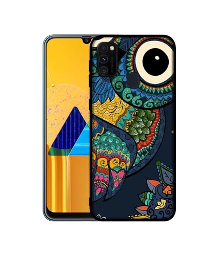 Image of Owl Illustration Design Premium 2D Printed Metal Back Case Cover for Samsung Galaxy M21 / M30s