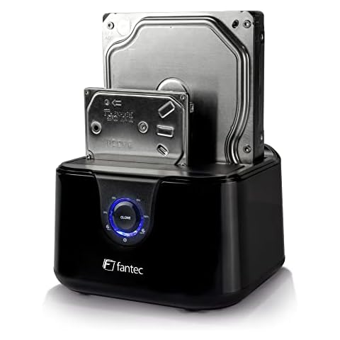 FANTEC DS-X2U3-Glanz. Die FANTEC DS-X2U3-Glanz Klon & Dockingstation ist geeignet für 2X 6,35cm (2,5") und/oder 2x8,89cm (3,5") SATA I/II/III Festplatten und SSDs., 2494, schwarz Cover