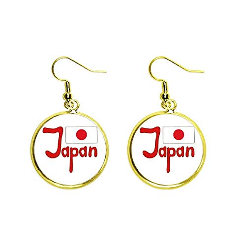 Pendientes de gota en oro con motivo bandera de Japón joyería fina mujer