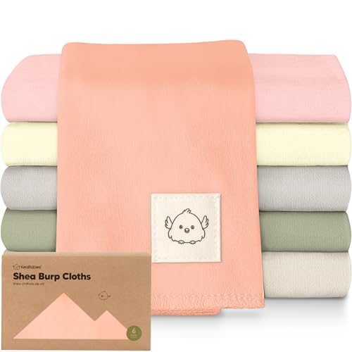 Image of Organic Burp Cloths Baby Boy, Girl - 6-Pack Large 100% Cotton Burping Cloths for Babies, Spit Up Rags, Super Absorbent, Ultra Soft Newborn Rag, Gender Neutral, Machine Washable, Durable (Embrace)