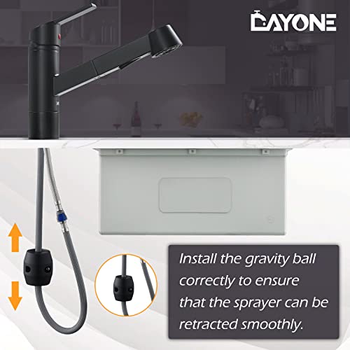 Matte Black Kitchen Faucet With Pull-Out Sprayer For Rv, Dayone Modern Single Hole Bar Kitchen Faucets, With Deck Plate For 1/3 Holes Installation, Day-248Mb #TOP6