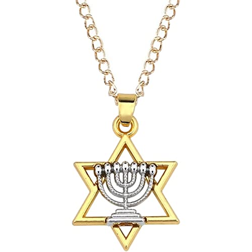 Star of David Collier Hanoukka Menorah Pendant Collier pour Femmes Bijoux Juifs Hanoukka pour Femmes Cover