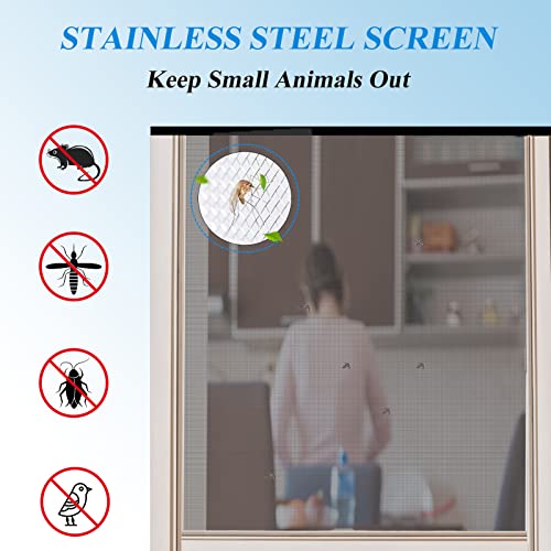 ovsor 2Pcs 60 Mesh Stainless Steel Mesh16×50 inches (40.6×127cm), Woven Wire Mesh Not Easy to Rust Mesh Roll, Steel Screen for DIY Project, Floor, Hole, Garden, Vent Cover
