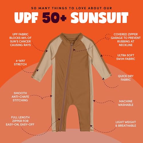 Image of SwimZip UPF50+ Boys Swim Shirt, Long Sleeve One Piece Kids Sunsuit
