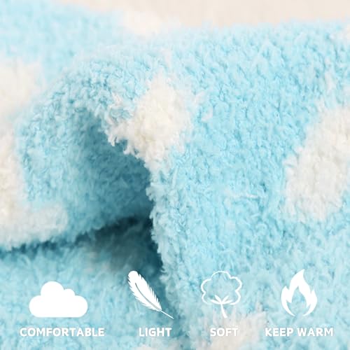 KEYRI 3 Pairs Fluffy Socks for Women, Slipper Socks Winter Warm Thicken Fuzzy Fleece Socks Thermal Non Slip Bed Cosy Socks Comfy Fuzzy Socks for Girls Causal Home Sleeping (Purple, Pink, Blue) - Image 4