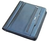 Mens Leather Briefcases Office Attorney Attache Case Ideal Gift Messenger Bag w/Padded Compartment for 14' Laptop,Built in Padfolio, Black