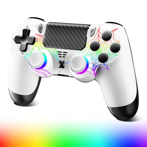 Suoxiom Wireless Controller für PS-4,Game Controller Kompatibel mit PS-4/Pro/Slim,Bluetooth Gamepad Joystick mit RGB-Licht,1000-mAh-Akku, 3,5-mm-Audiobuchse und Turbo-Funktion