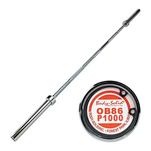 Body-Solid (OB86P1000) Aluminum Olympic Bar - 7ft, 45lb Barbell Straight Bar for Weight Lifting, Strength Training, and Barra Olimpica Workouts, 1000lbs Weights Plate Capacity (Chrome) - Thumbnail 5