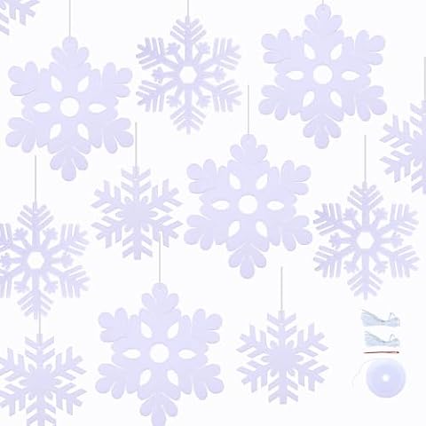 SaktopDeco 40 PCS White Snowflake Ornaments Felt Hanging Snowflakes Decorations for Outdoor Christmas Tree Winter Party Decorations Cover