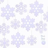 SaktopDeco 40 PCS White Snowflake Ornaments Felt Hanging Snowflakes Decorations for Outdoor Christmas Tree Winter Party Decorations