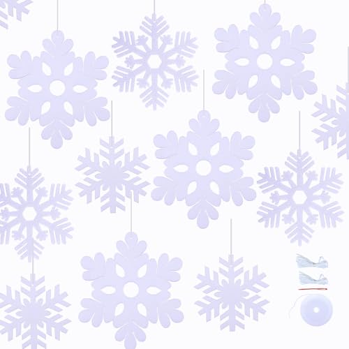 SaktopDeco 40 PCS White Snowflake Ornaments Felt Hanging Snowflakes Decorations for Outdoor Christmas Tree Winter Party Decorations