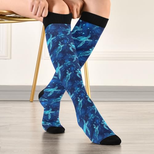 Image of Wusikd Heartbeat Symbol Compression Socks for Women and Men Circulation Black Long Socks for Athletic Running 1