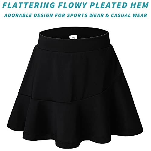 Black Tennis Skirts For Girls Active Golf Skirt Size 8 10 Kids Workout Athletic Skort With Ball Pockets #TOP5