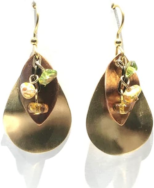 Silver Forest Layered Shapes with Drops and Beads Pierced Earrings NE-2010