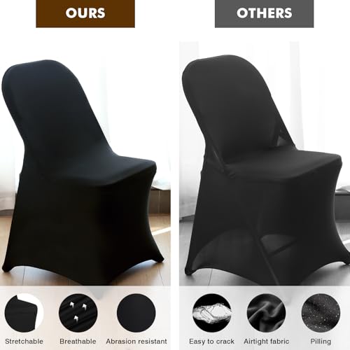 Fixwal 36 Pcs Black Folding Chair Cover, Spandex Stretch Covers Ideal for Wedding, Party, Dining, Business Meeting, Banquet, Universal Fitted Washable Slipcover by Fixwal - Used condition - Image 8