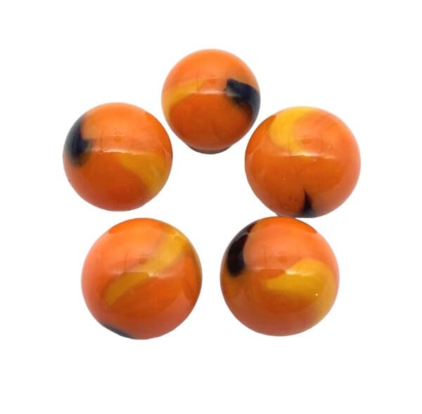 Generic Pk 5 16mm Clownfish Glass Players Orange w Yellow Black Patch