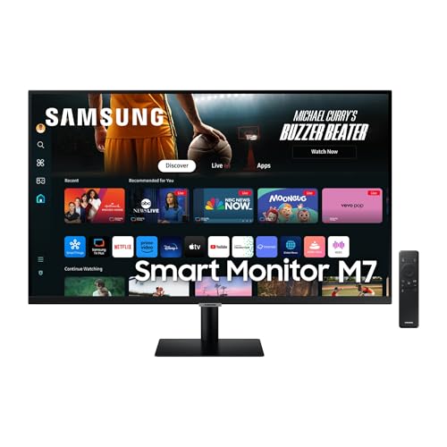 Samsung LS32DM700UUXEN - Smart Monitor M7 de 32' UHD (3840 x 2160, 16:9, 60Hz, 4ms, Modo Eye Saver, Flicker Free), Negro, Versión 2024, Negro, Versión 2024